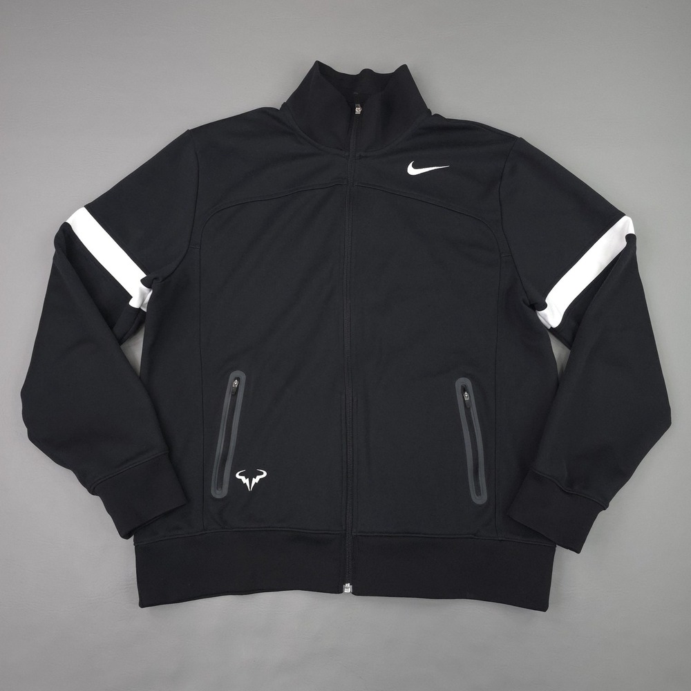 Nike Rafael Nadal Bull Jacket Mens XL Black White Full Zip Tennis 424981-010
